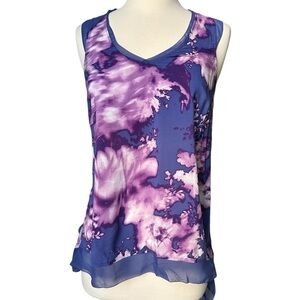 Simply Vera Wang | Women's Purple and Pink Floral Print Tank Top Size XS